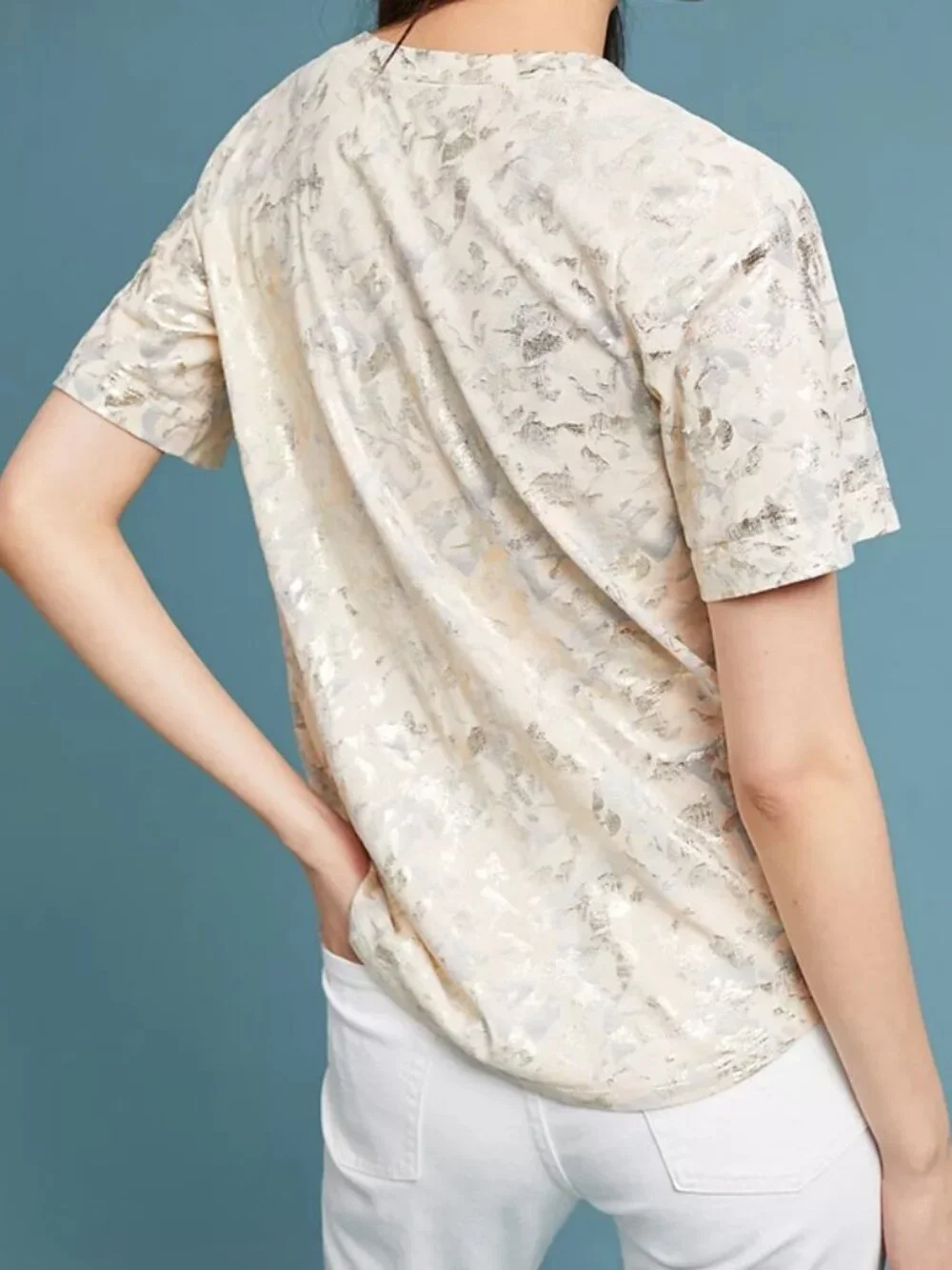 NWT Anthropologie Foiled Floral Tee Size M - Picture 4 of 4